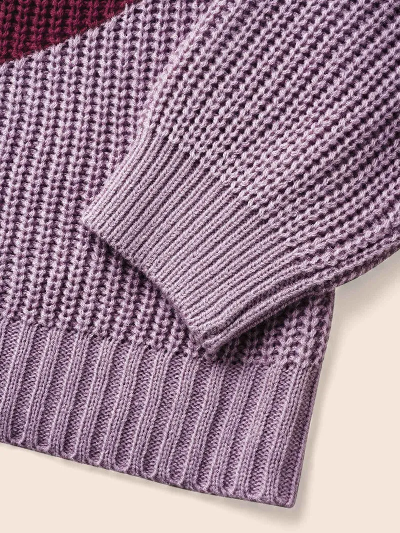 Colorblock Contrast Drop Shoulder Sleeve Pullover