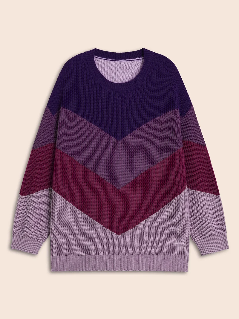 Colorblock Contrast Drop Shoulder Sleeve Pullover