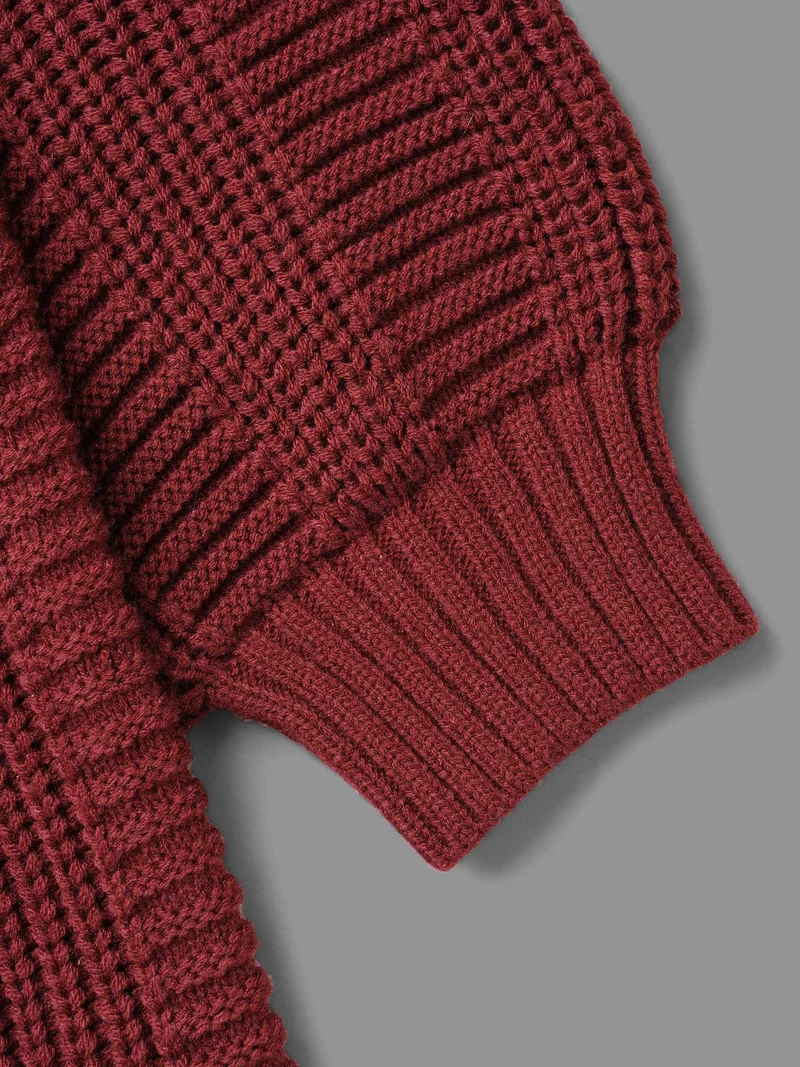Cable Knit Ribbed Detailing Open Front Cardigan