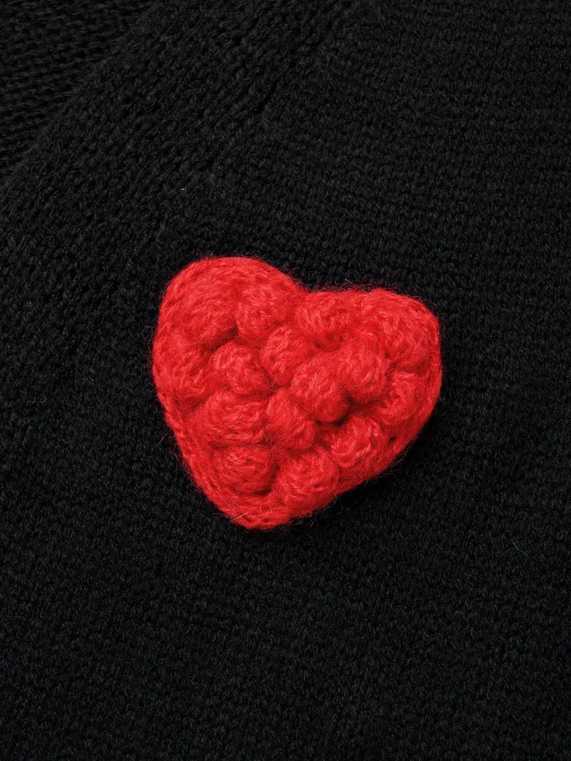 Hand Crocheted Hearts V-neck Cardigan