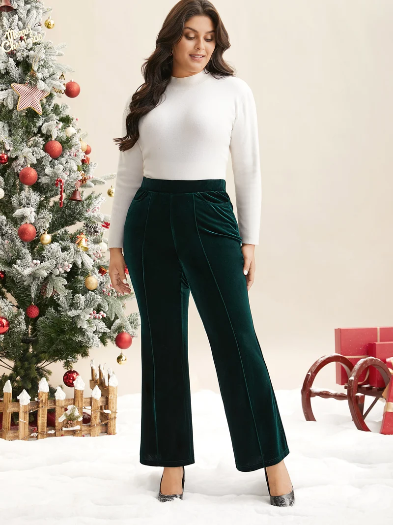 Velvet Mid Rise Flared Pants