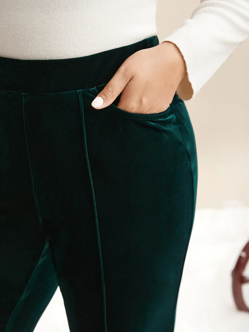 Velvet Mid Rise Flared Pants