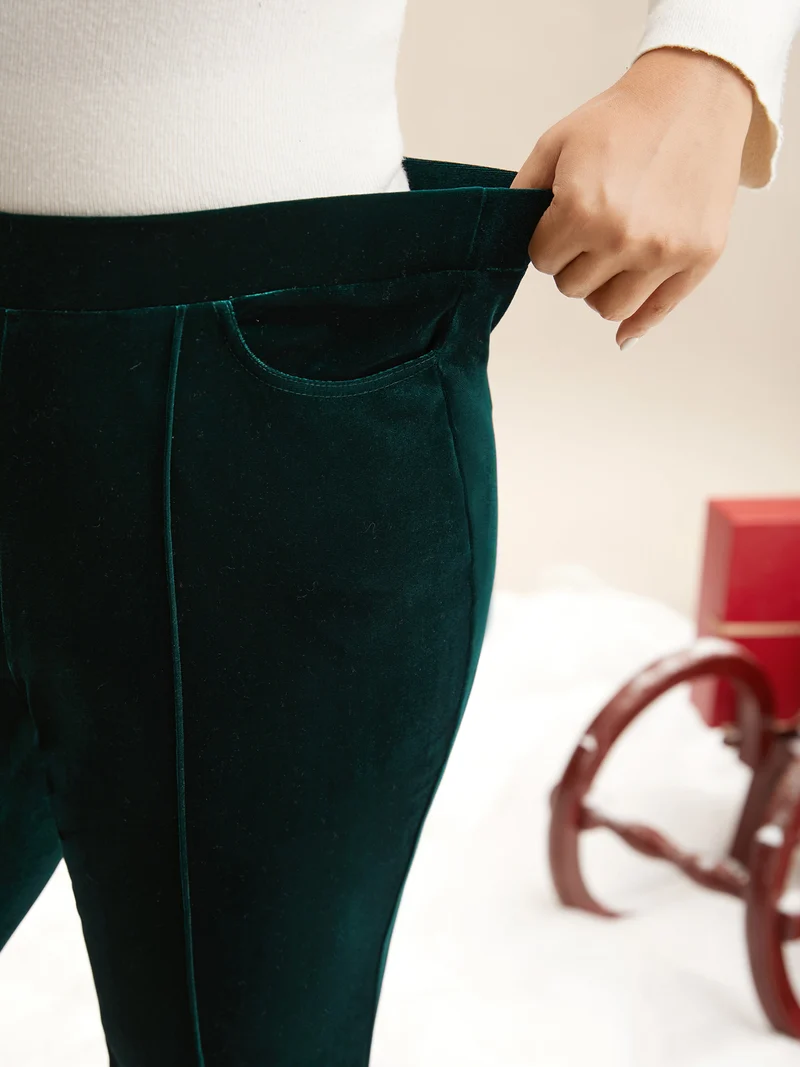 Velvet Mid Rise Flared Pants