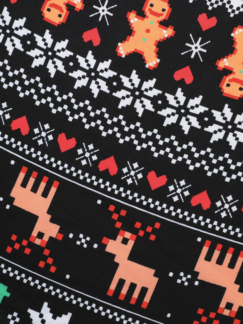 Holiday Printed Fit-and-Flare Silhouette Midi Dress