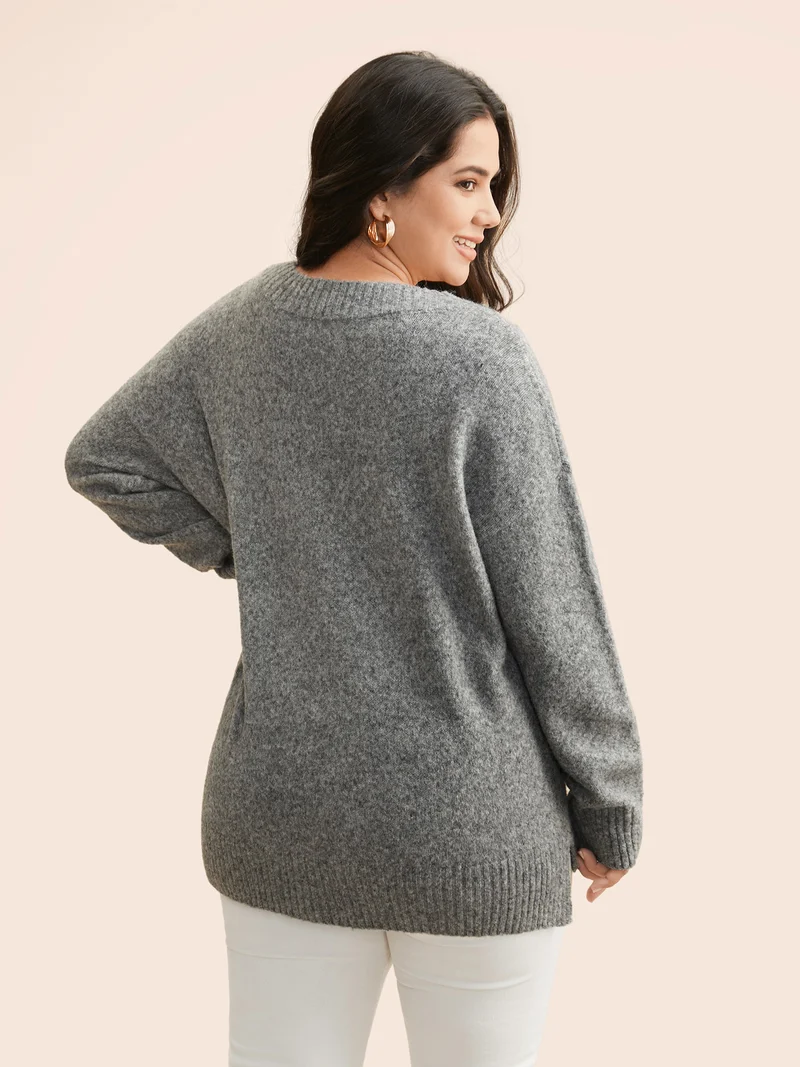 Airy Cozy V Neck Drop Shoulder Pullover