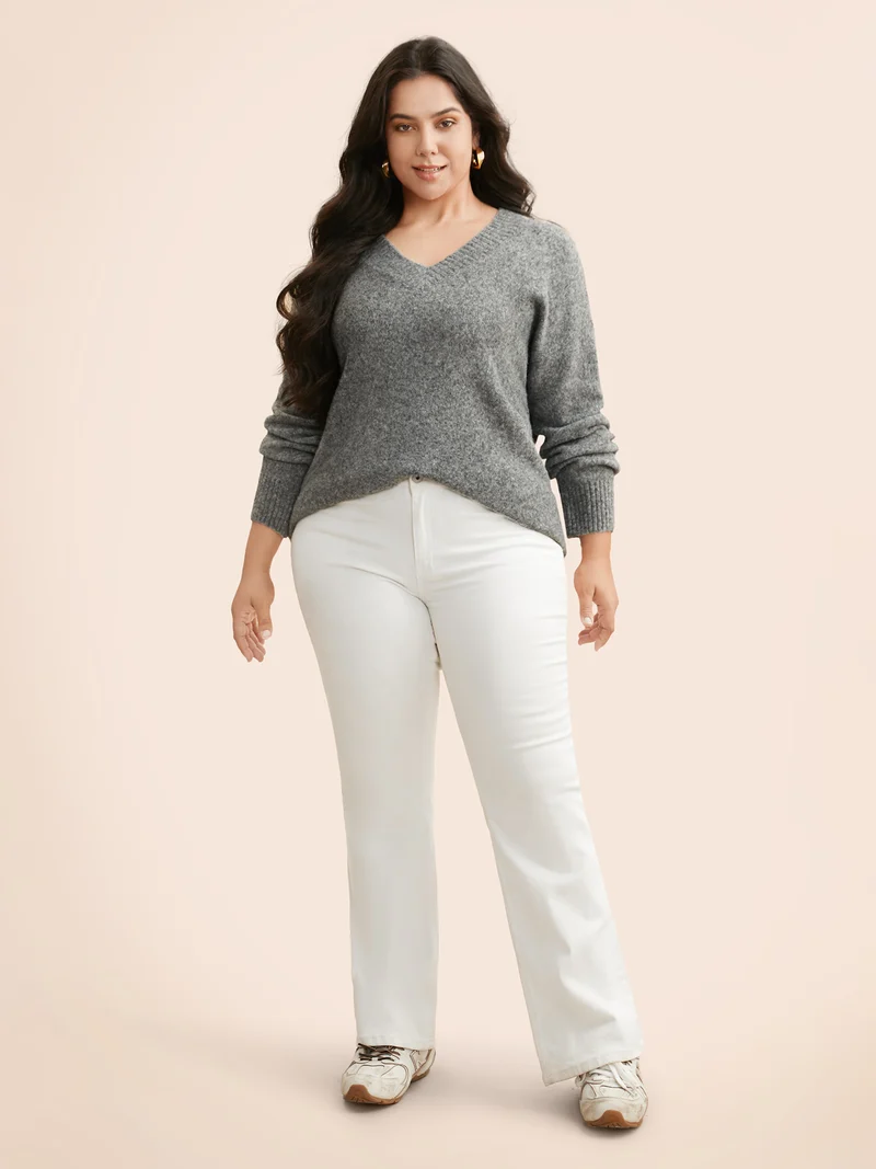Airy Cozy V Neck Drop Shoulder Pullover