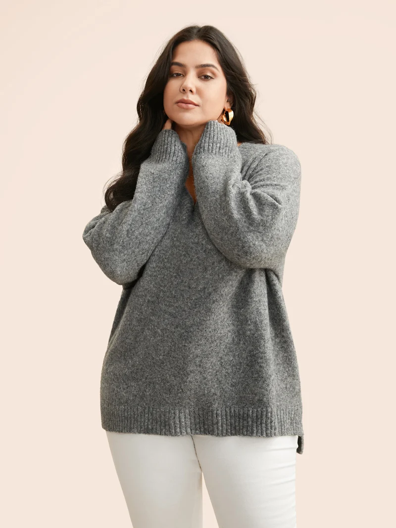 Airy Cozy V Neck Drop Shoulder Pullover