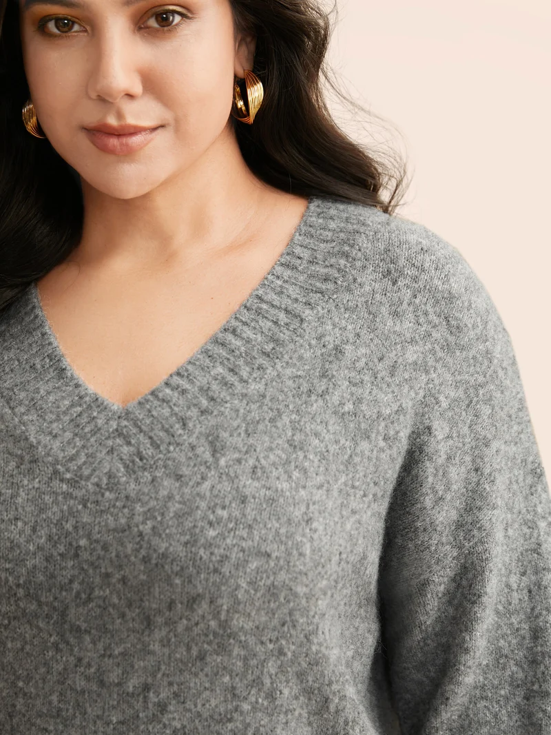 Airy Cozy V Neck Drop Shoulder Pullover