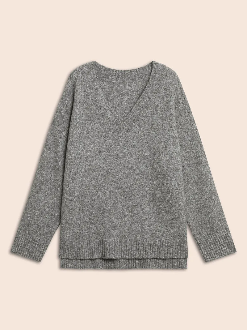 Airy Cozy V Neck Drop Shoulder Pullover
