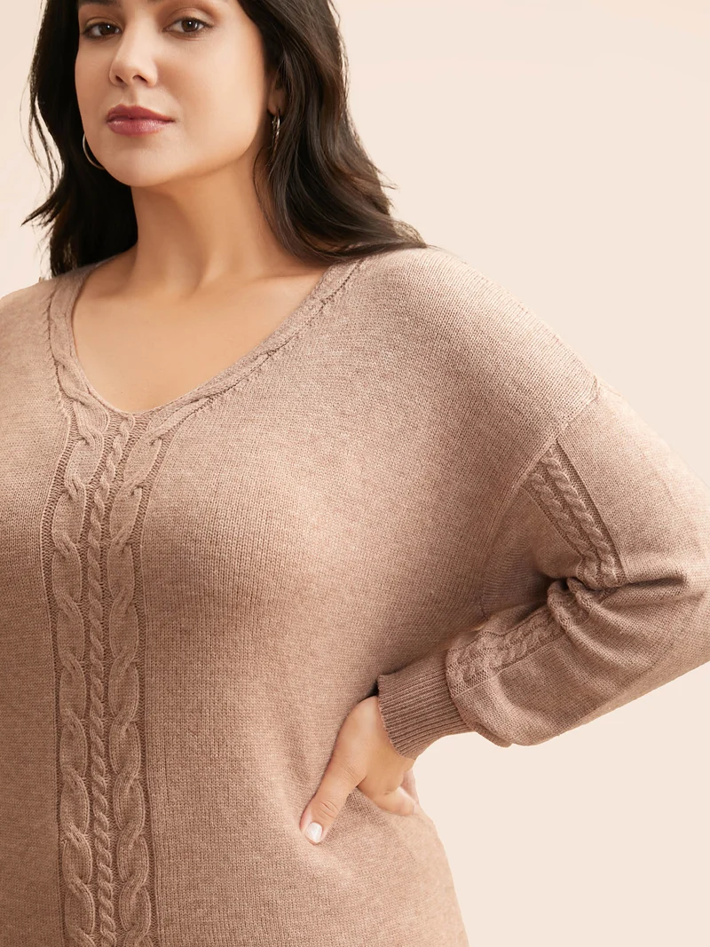 Supersoft Essentials V Neck Cable Knit Pullover