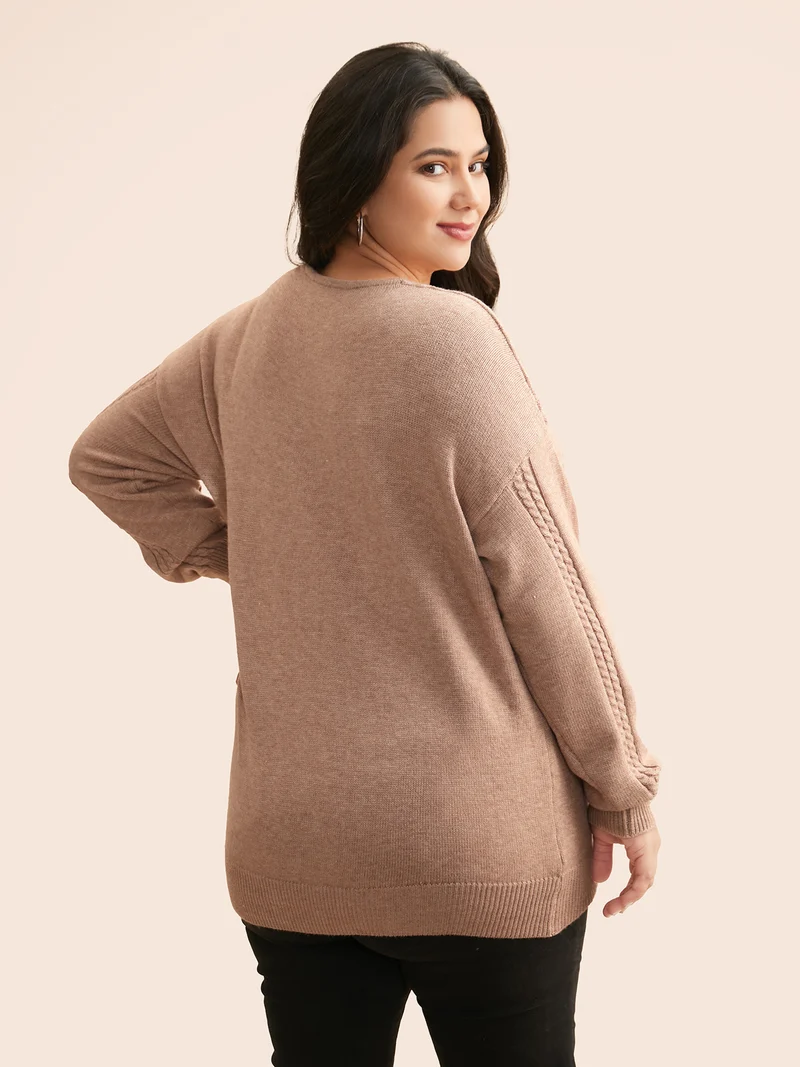 Supersoft Essentials V Neck Cable Knit Pullover