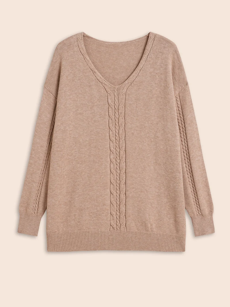 Supersoft Essentials V Neck Cable Knit Pullover