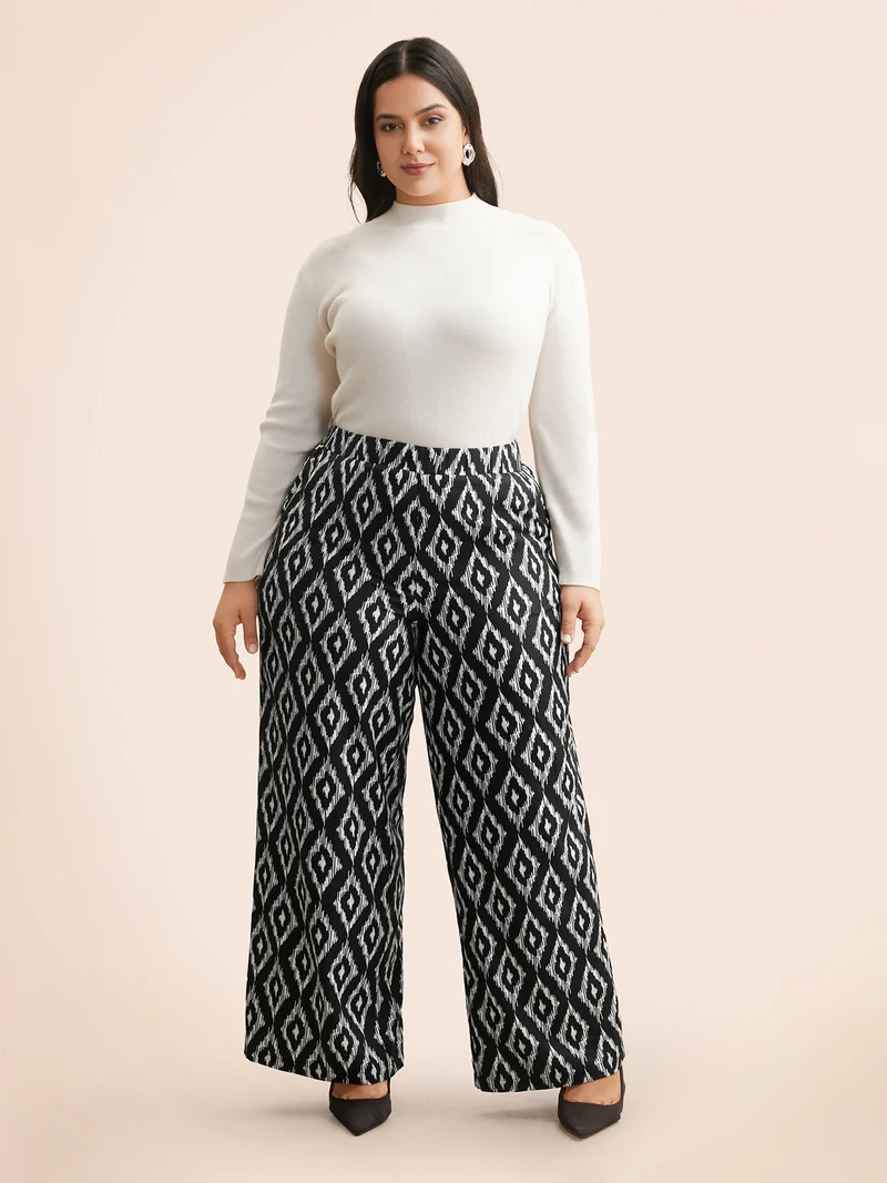 Geometric Mid Rise Pocket Pants