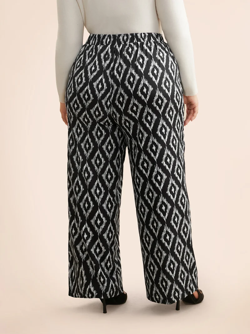 Geometric Mid Rise Pocket Pants