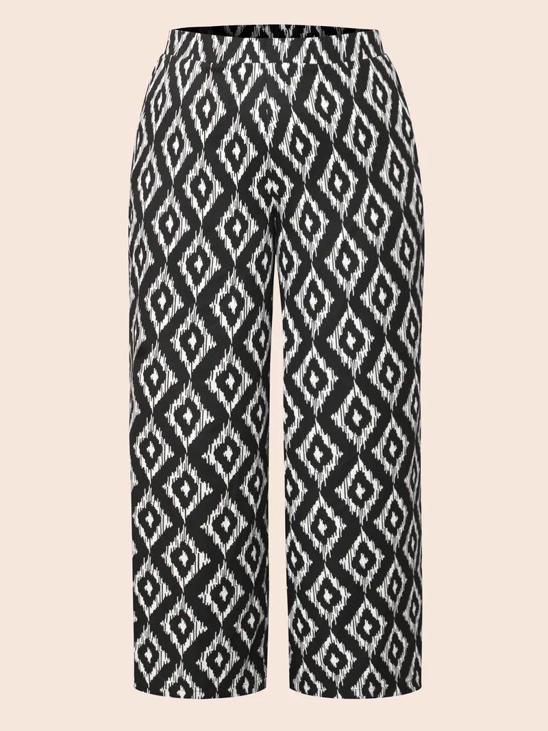 Geometric Mid Rise Pocket Pants