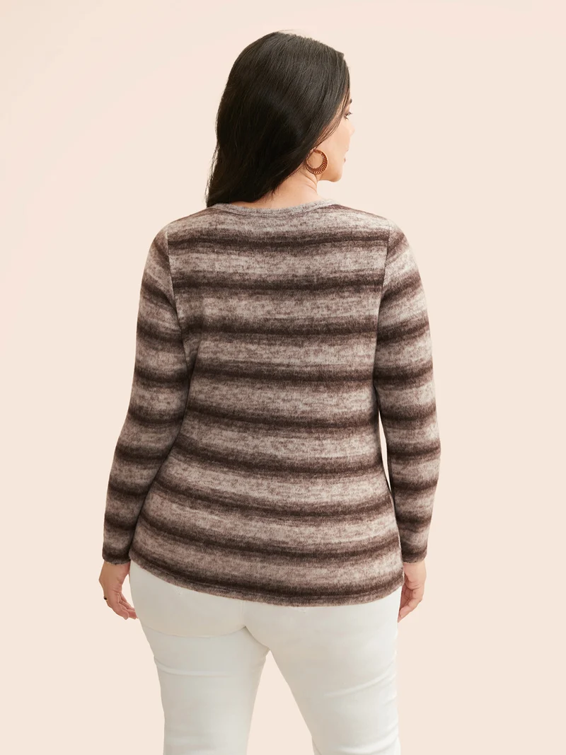 Ombre Striped U Neck T-shirt