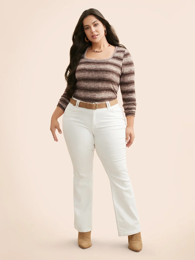 Ombre Striped U Neck T-shirt