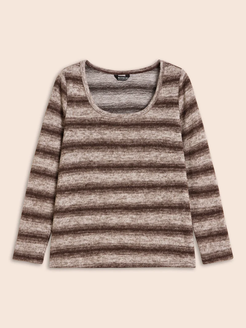Ombre Striped U Neck T-shirt