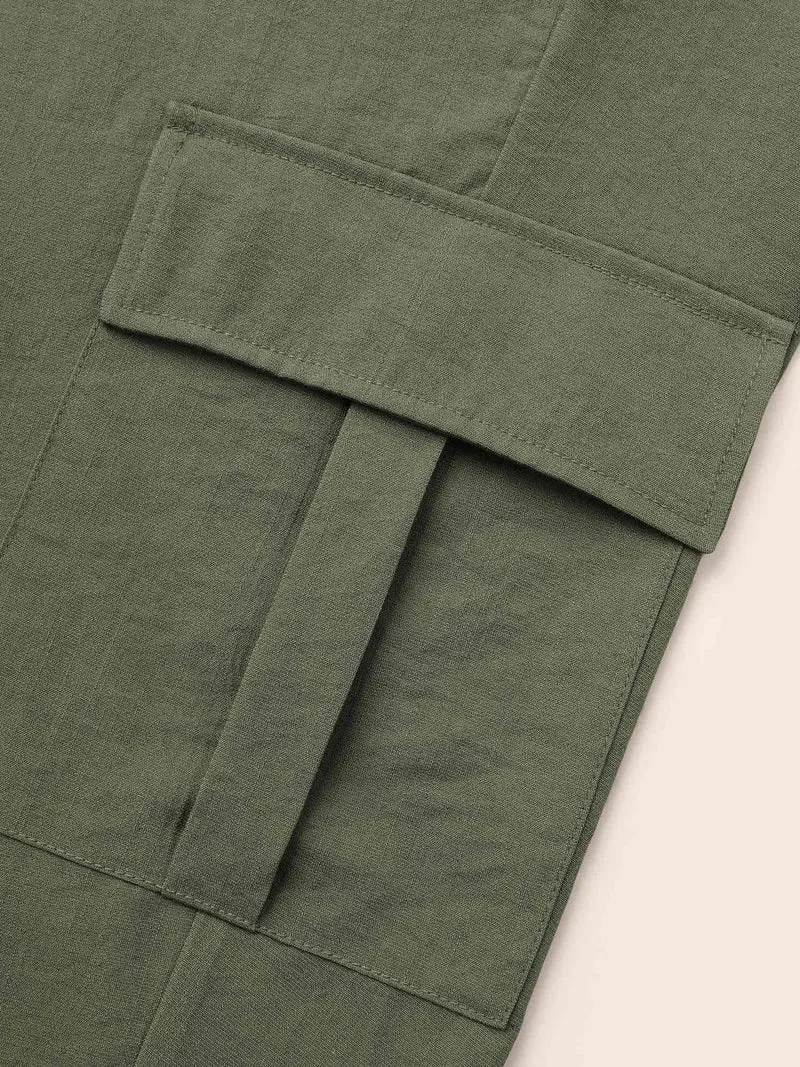 Mid Rise Patched Pocket Drawstring Pants