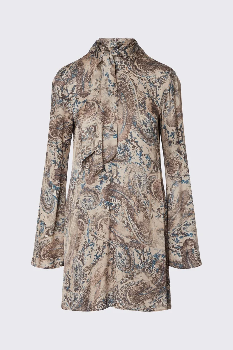 Robe courte imprimée à col montant