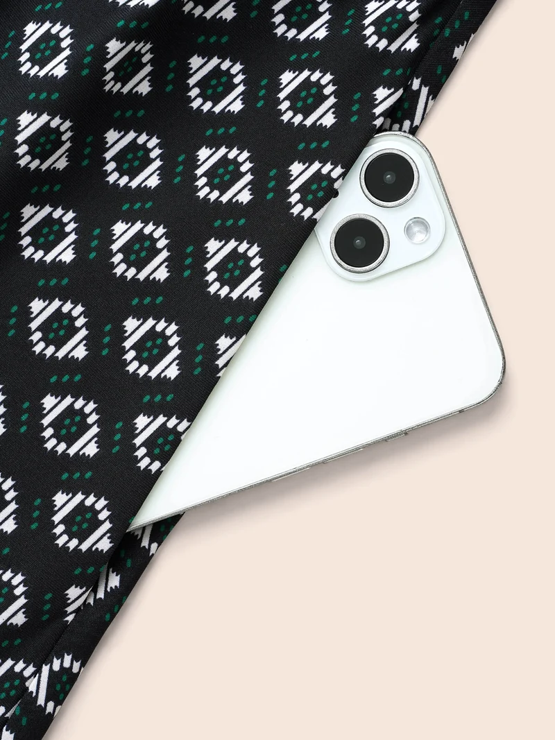 Geometric Overlap Collar Belted Dress
