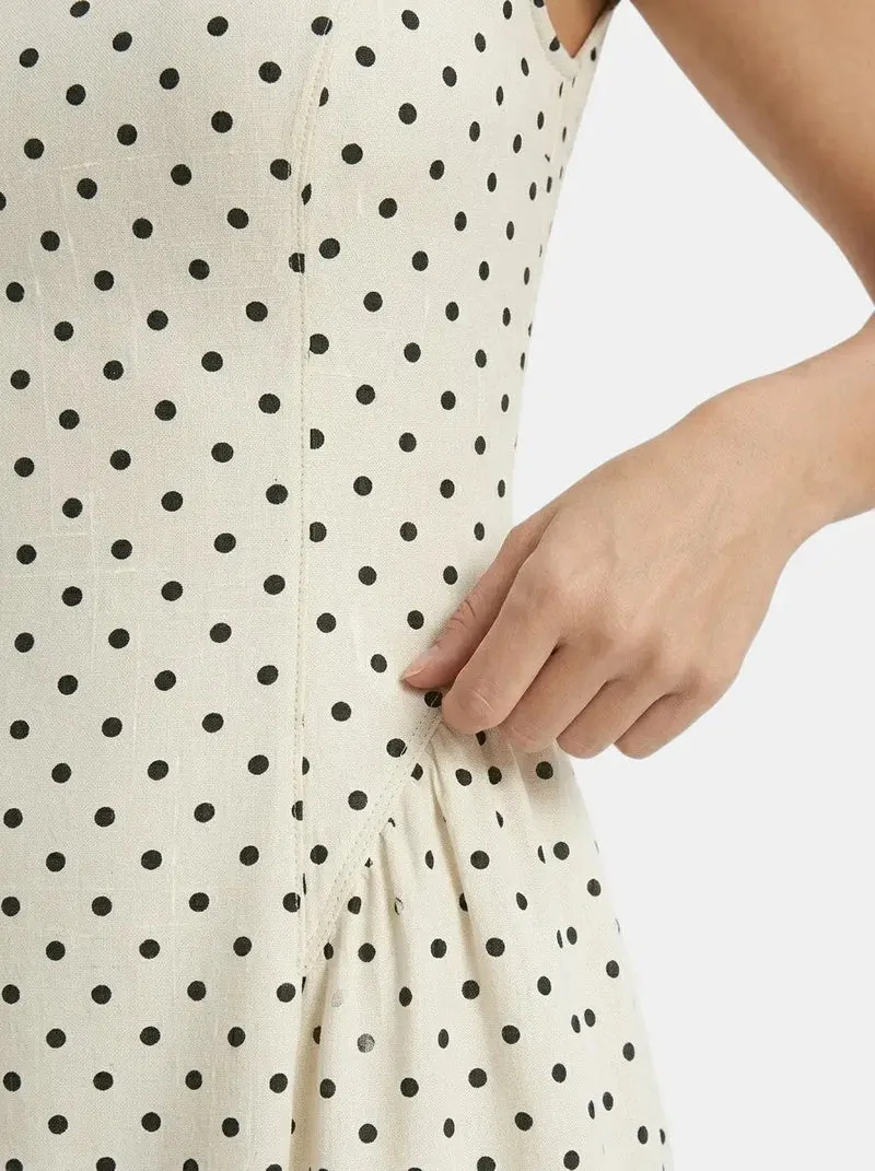 Women's Elegant Polka Dot Maxi Dress | Chic Cap Sleeve A-Line Summer Gown