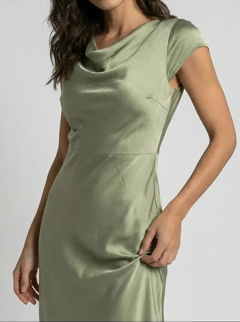 Women's Minimalist Midi Slip Dress | Elegant Fluid Summer Dress for Cocktail Events