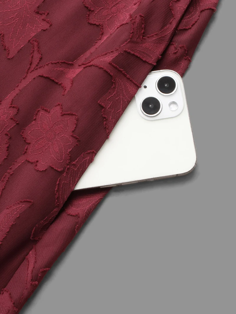 Jacquard Texture Square Neck Midi Dress