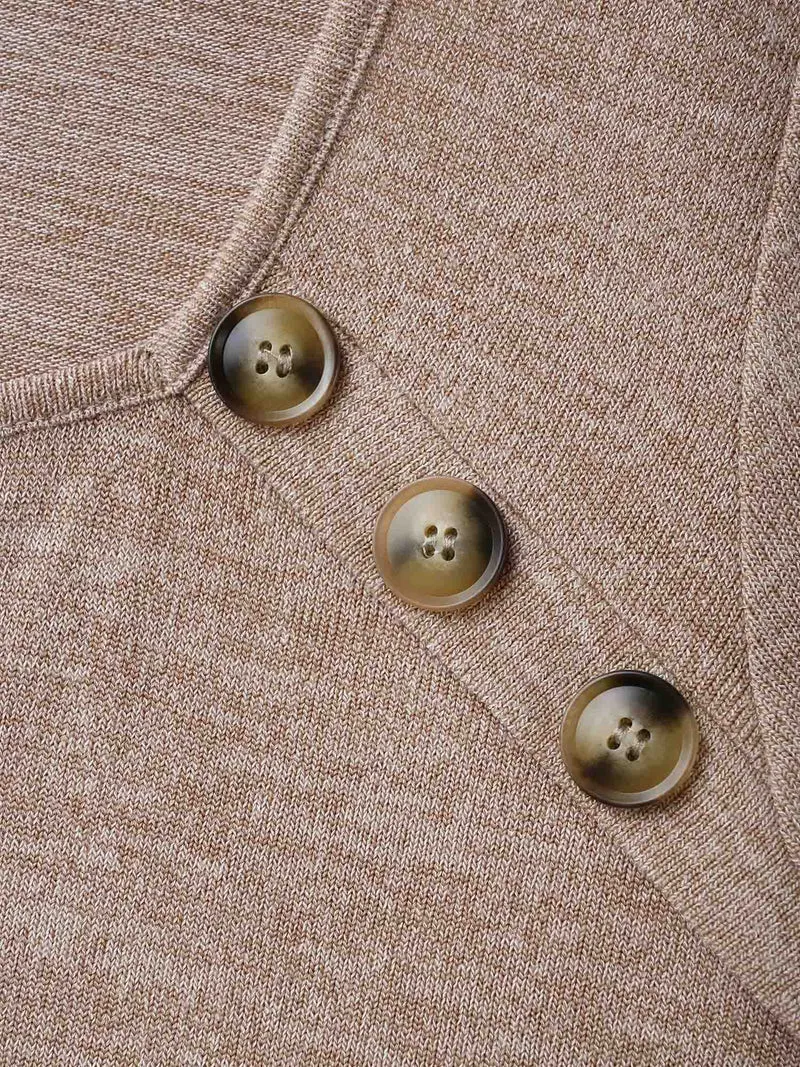 Heather Square Neck Button Detail T-shirt