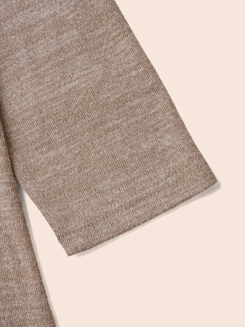 Heather Square Neck Button Detail T-shirt