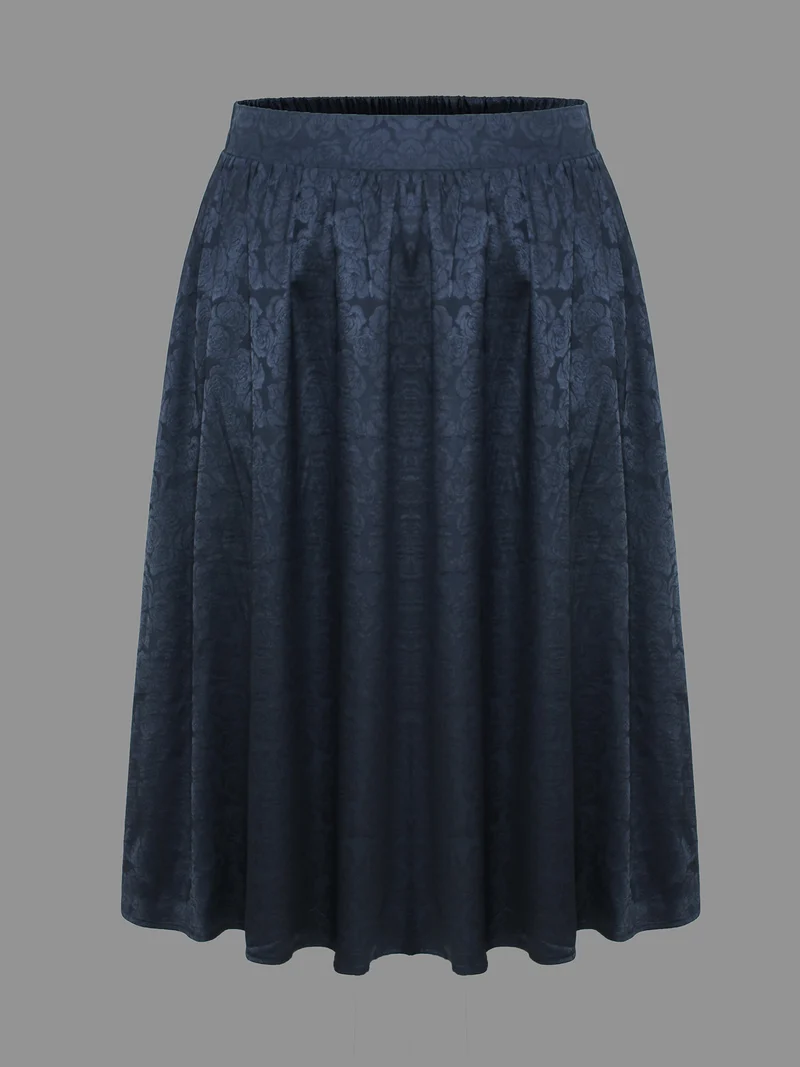 Textured Floral Elastic Waist Pocket Skirt