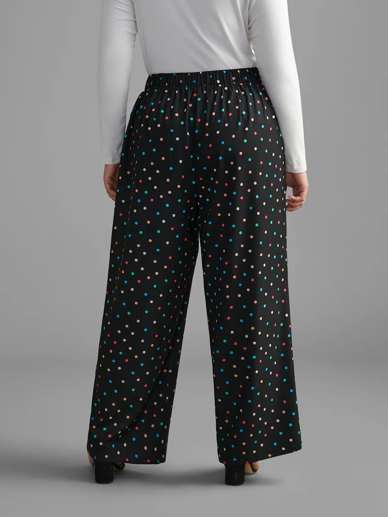 Colored Polka Dot Wide Leg Pants