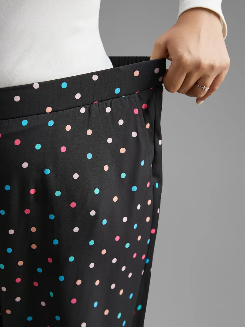 Colored Polka Dot Wide Leg Pants