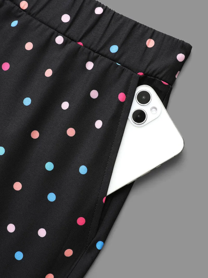 Colored Polka Dot Wide Leg Pants
