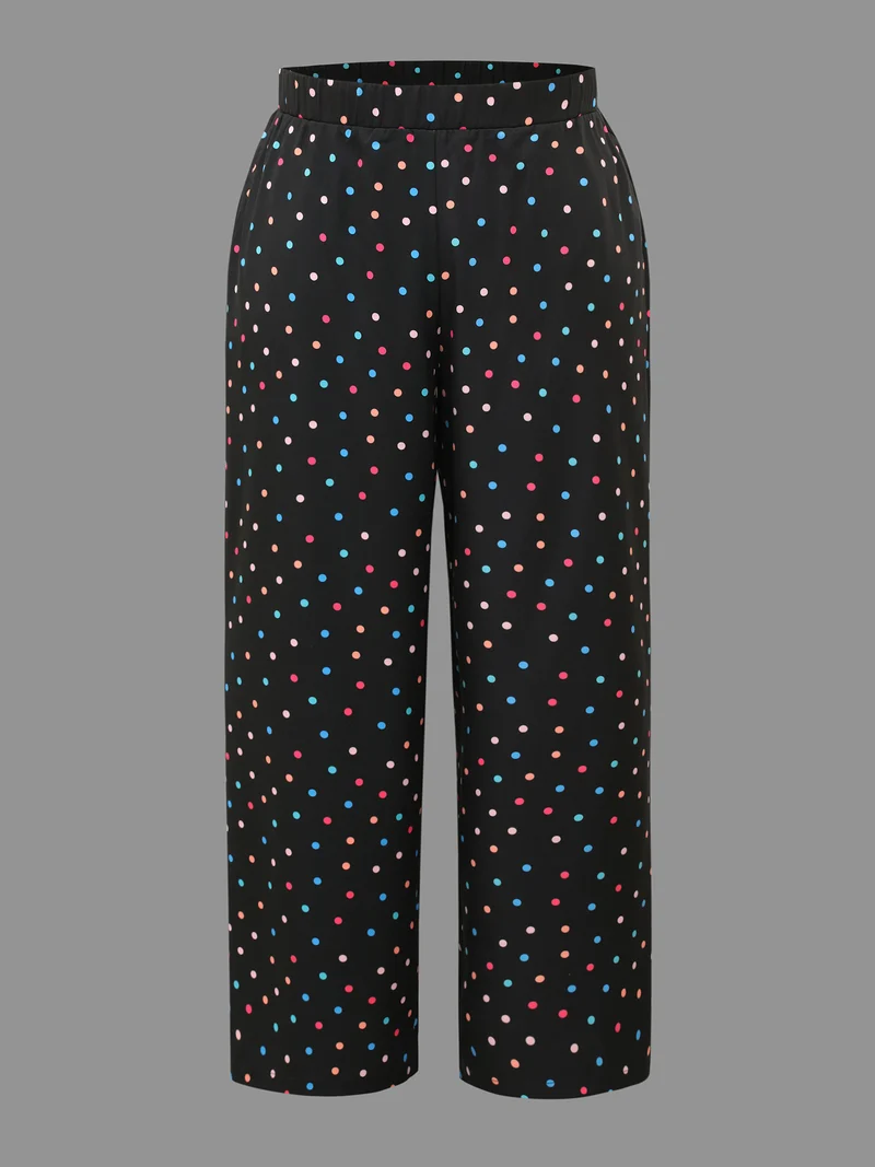 Colored Polka Dot Wide Leg Pants