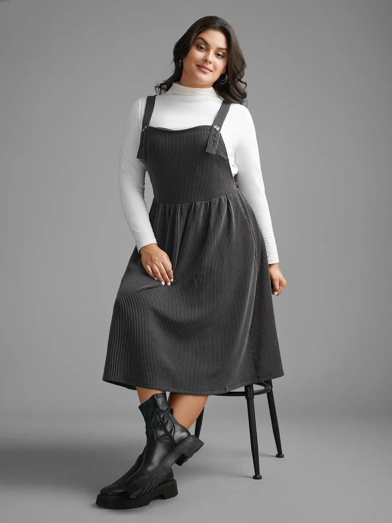 Texture Square Neck Midi Dress