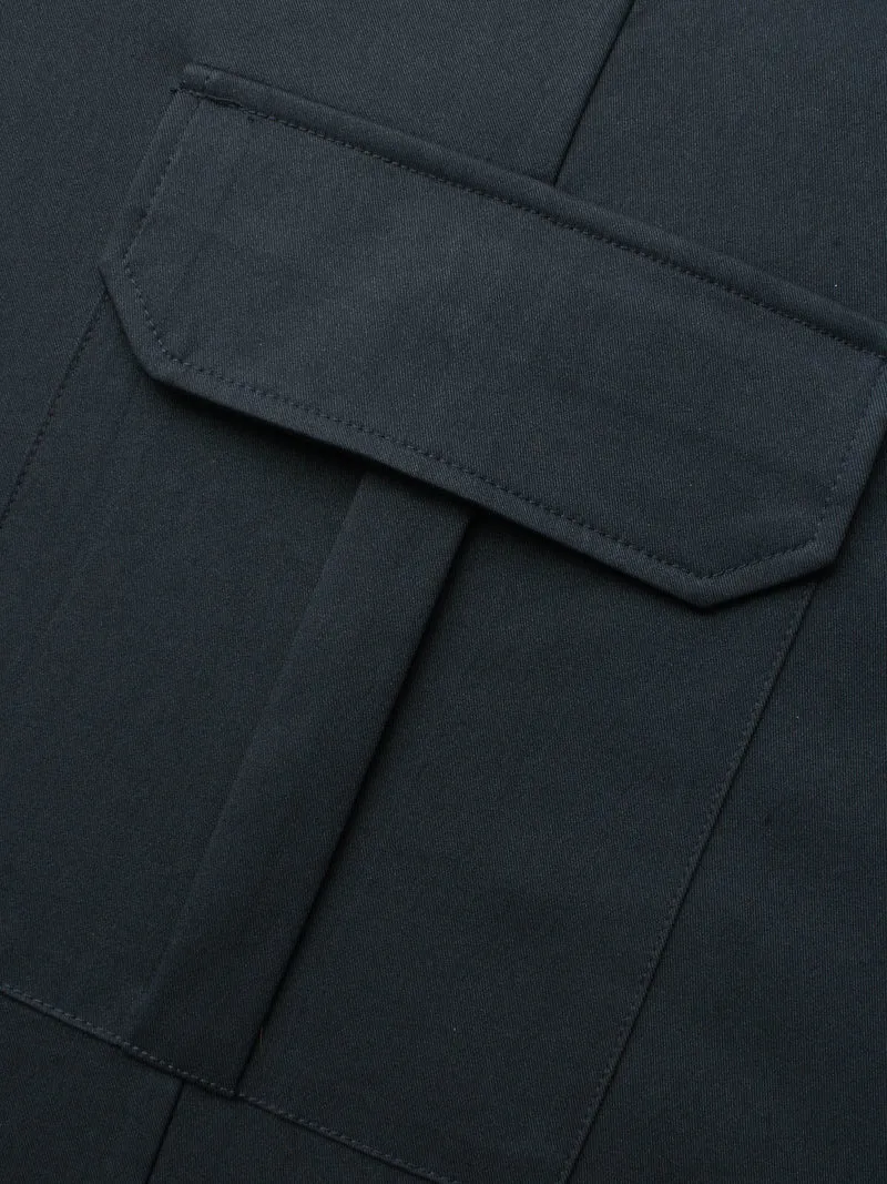 Mid Rise Patched Pocket Wide Leg Pants