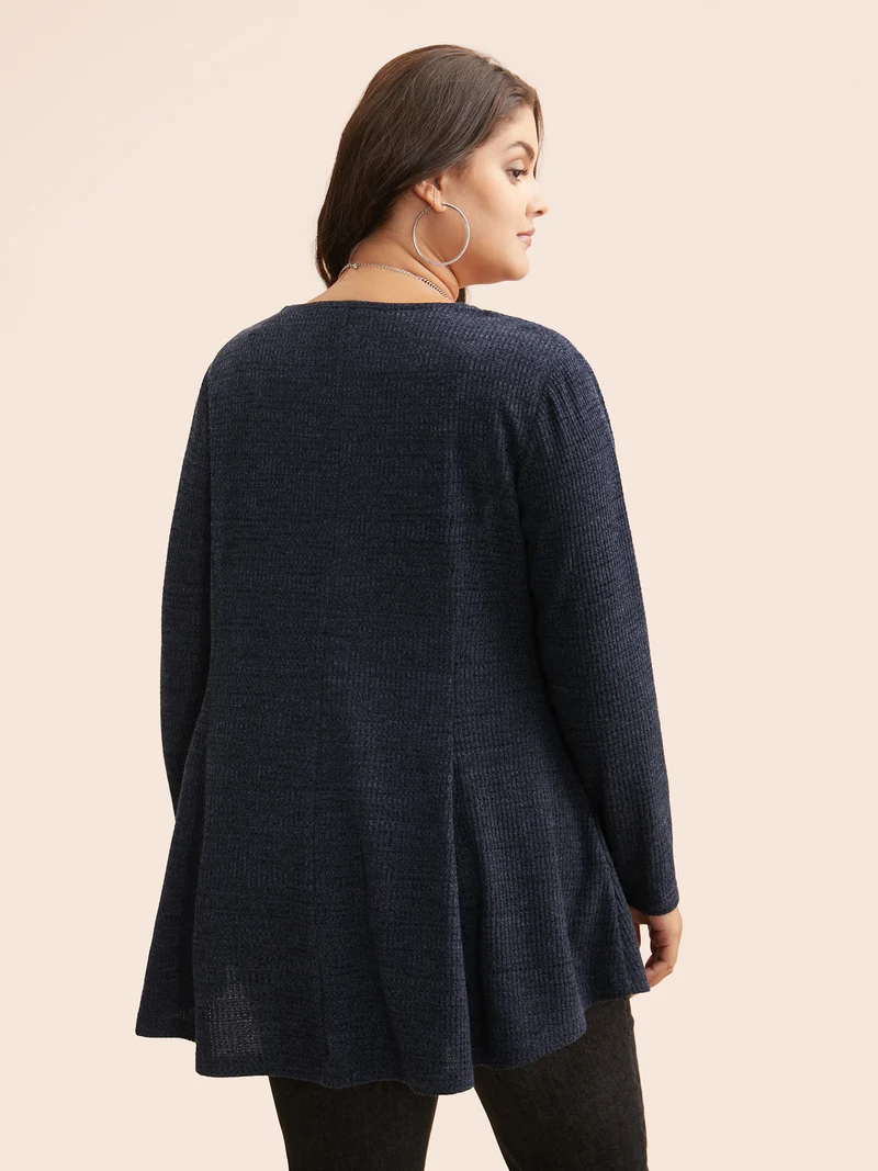 Solid Waffle Knit Pleated Jacket