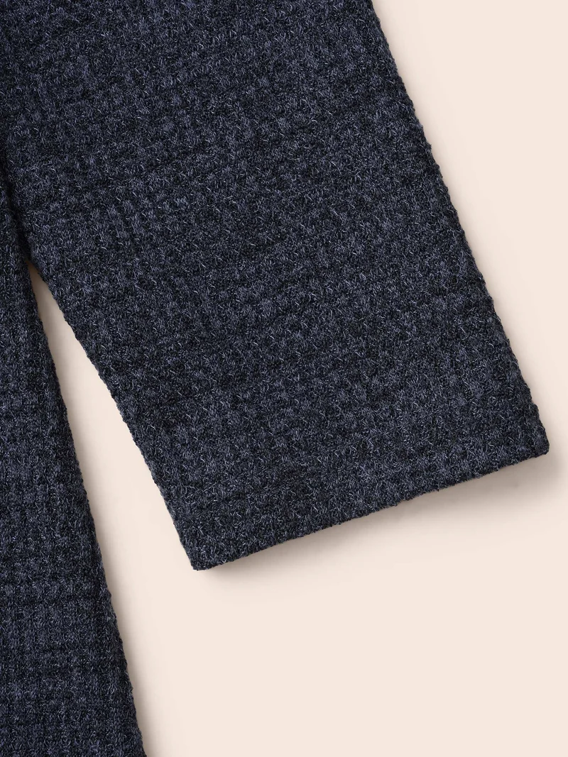 Solid Waffle Knit Pleated Jacket
