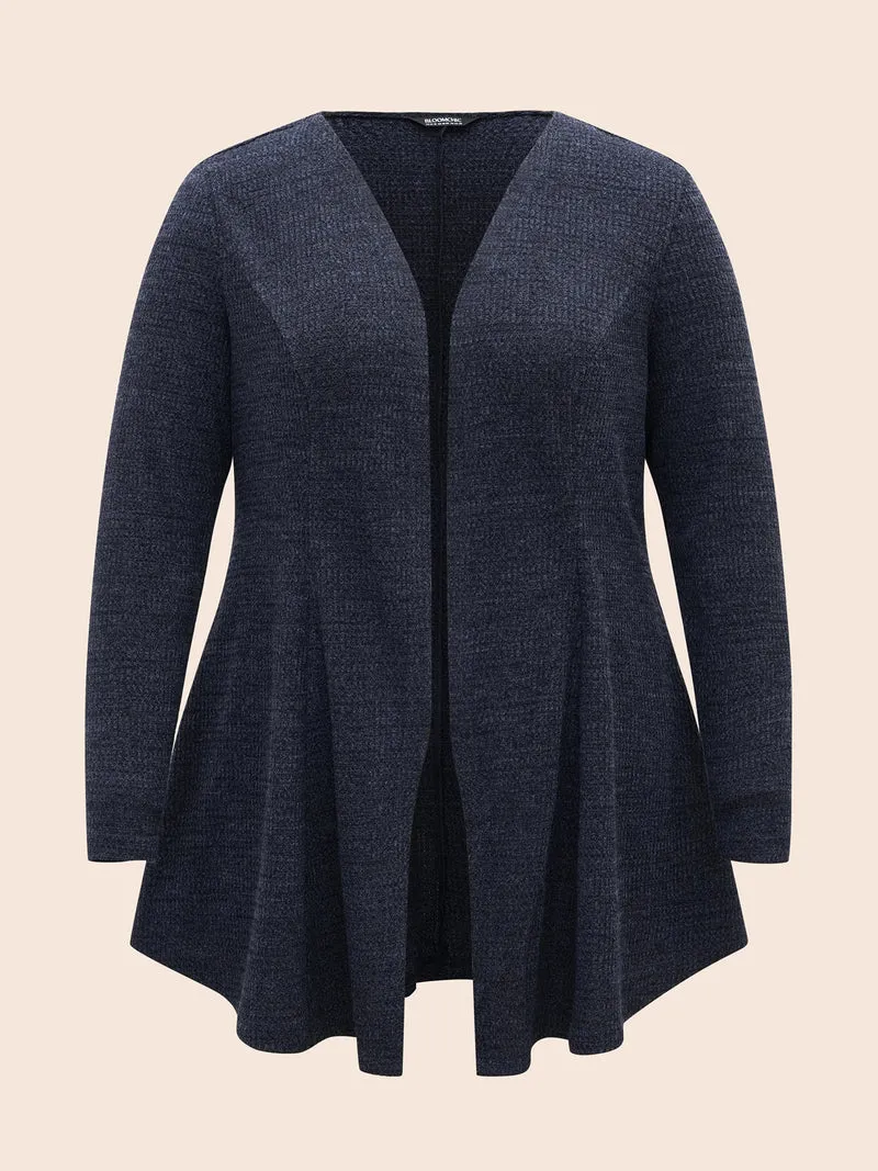 Solid Waffle Knit Pleated Jacket