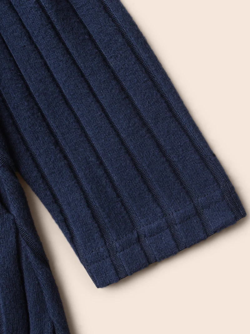 Plain Turtleneck Arc Hem Belted Dress