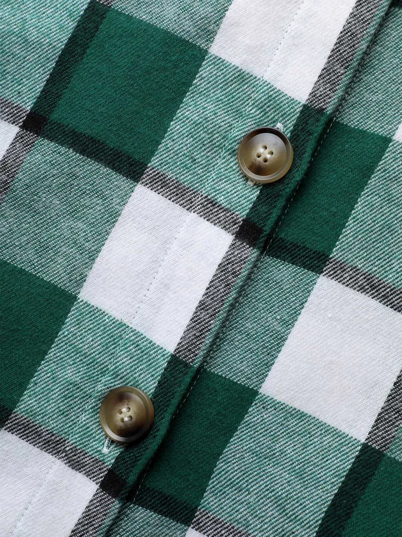 Plaid Patched Pocket Arc Hem Jacket