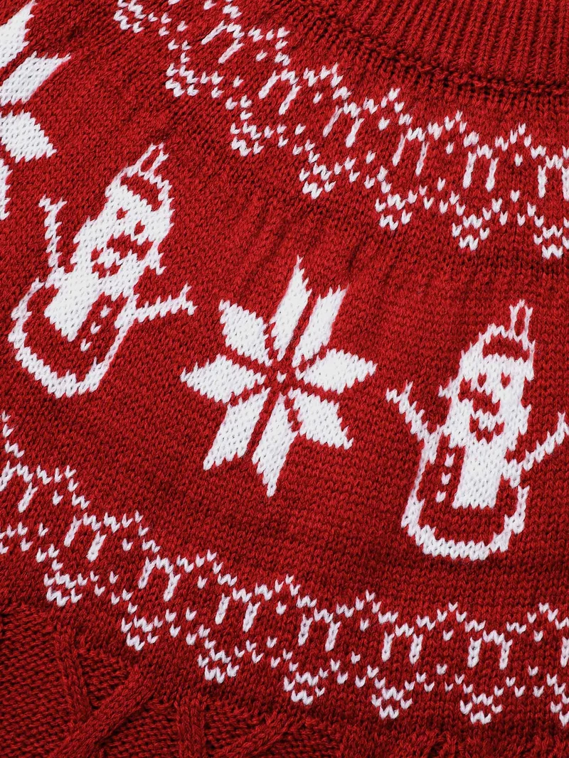 Snowman Printed Cable Knit Pullover