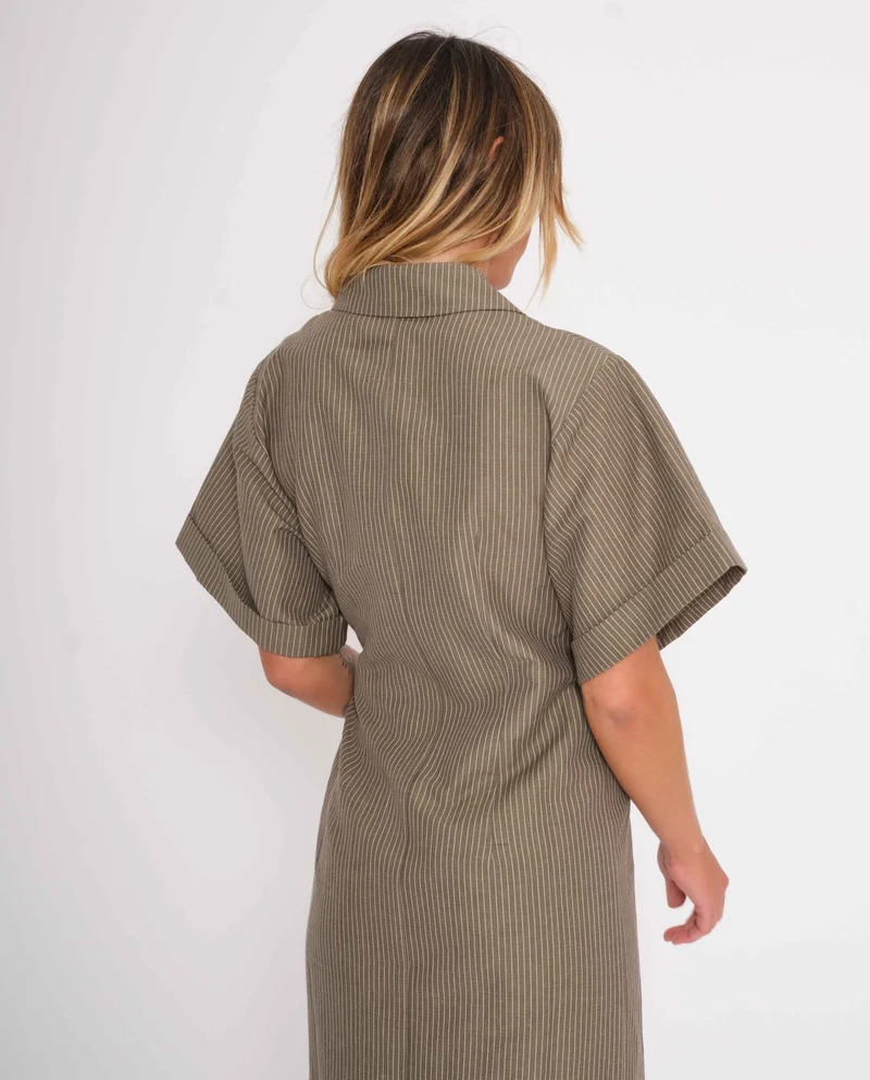 Robe cache-coeur en coton bio et lin