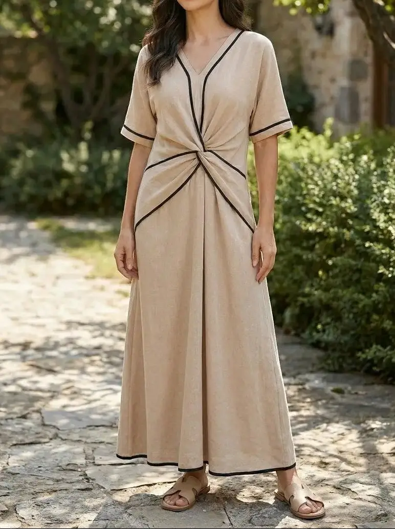 Women's Lightweight Striped Maxi Dress | Elegant Summer Style with Comfortable Fit