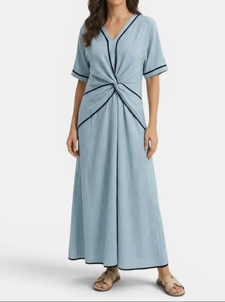 Women's Lightweight Striped Maxi Dress | Elegant Summer Style with Comfortable Fit