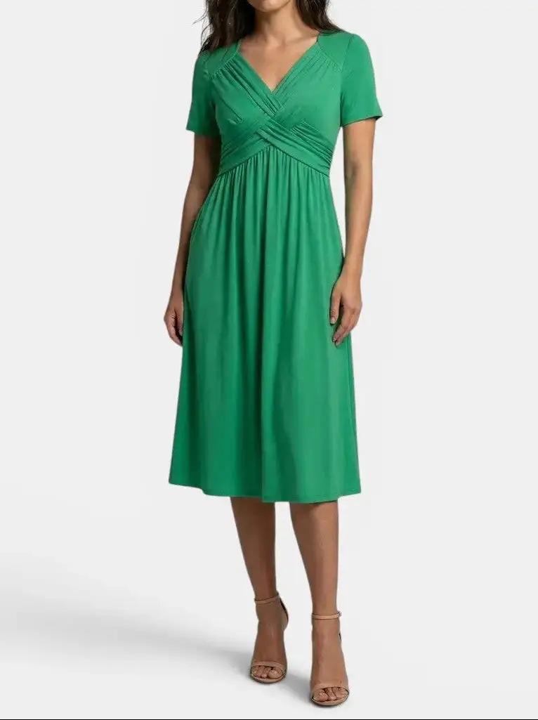Women's Soft A-Line Midi Dress | Elegant Tummy Control Cocktail Wear