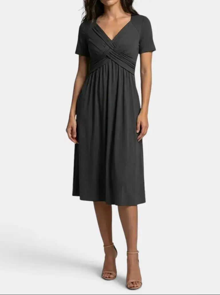 Women's Soft A-Line Midi Dress | Elegant Tummy Control Cocktail Wear