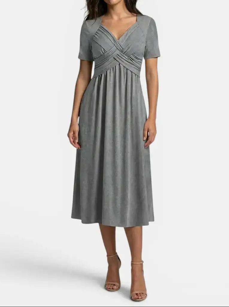 Women's Soft A-Line Midi Dress | Elegant Tummy Control Cocktail Wear