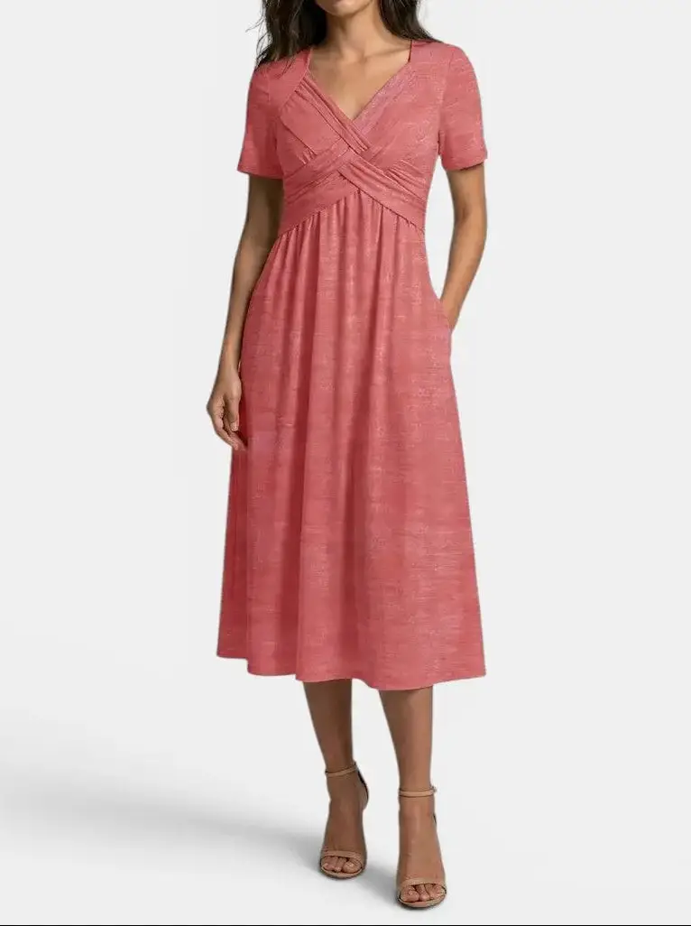 Women's Soft A-Line Midi Dress | Elegant Tummy Control Cocktail Wear